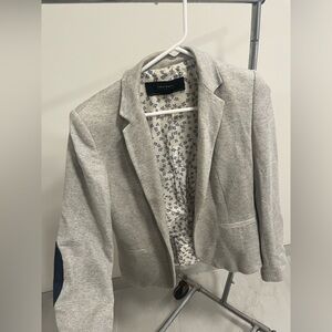 Zara Collection light grey blazer with navy elbowpatches